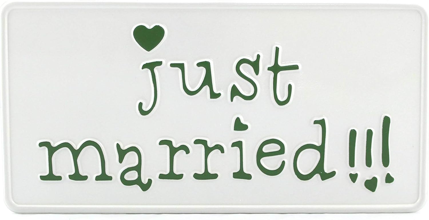 Just Married US USA License Plate Number Plate Embossed Marriage Love Wife Husband