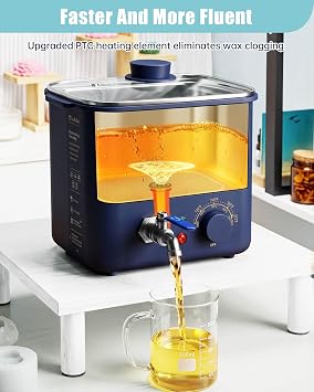 TOAUTO 8Lbs Electric Wax Melter for Candle Making, 4L Candle Wax Melting Pot with Bottom Pour Spout, Adjustable Temperature Control, Fast Heating Wax Heater for DIY, Small Business, AC 120V