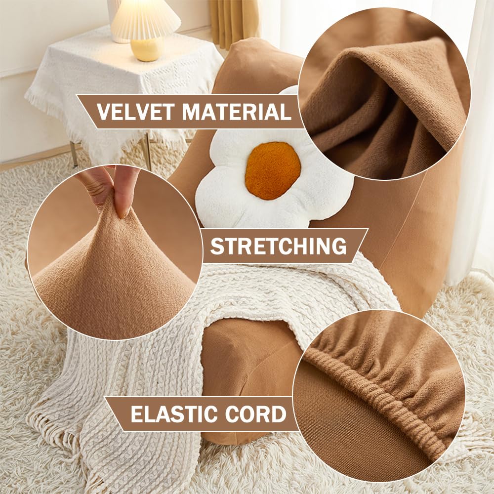 Highdi Copridivano Senza Braccioli Elasticizzato Jacquard Pigro Copridivano Lavabile Fodera per Divano Letto Antiscivolo Copri Divano Sofa Protettore per Soggiorno (Marrone Scuro