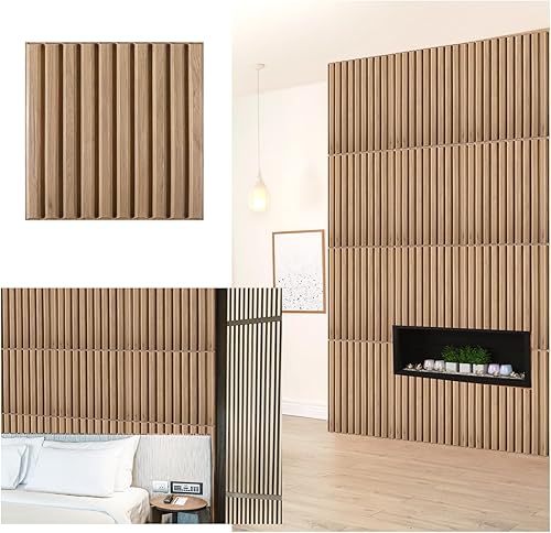 Miniatura 2 de 20 paneles de pared de PVC 3D de 19.7 x 19.7 x 1 pulgadas, paneles de pared de listones, paneles de pared impermeables con aspecto de madera,