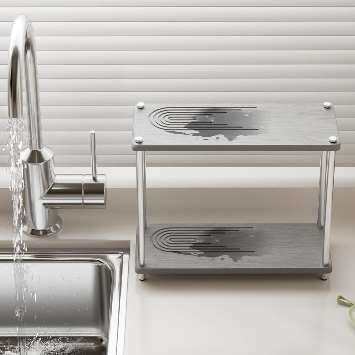 Bathroom Organizer Countertop 2 Tier Stone Drying Bathroom Storage, Skin Care Organizer with Makeup & Perfume