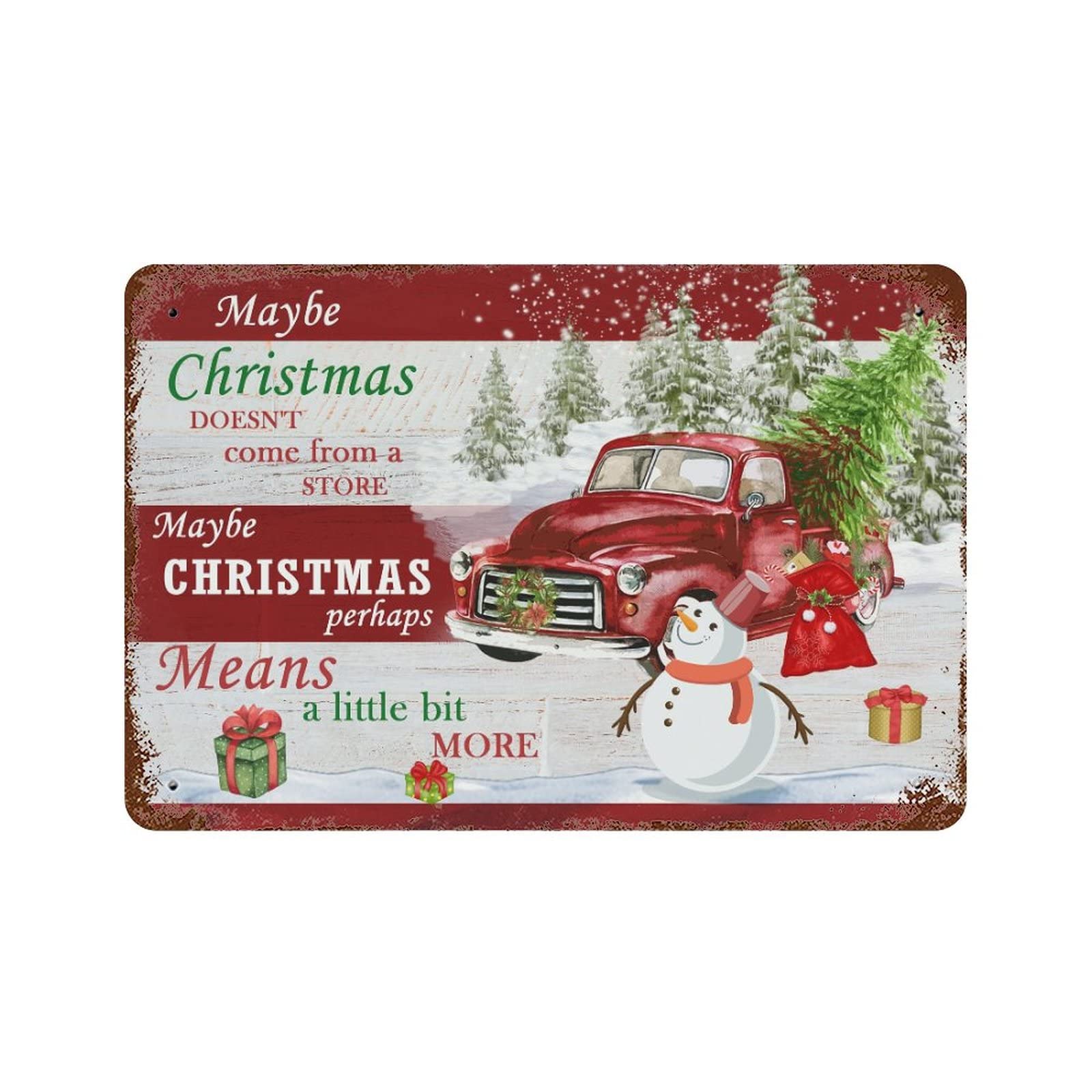 Plaque en aluminium suspendre décoration murale hiver bonhomme de neige rétro