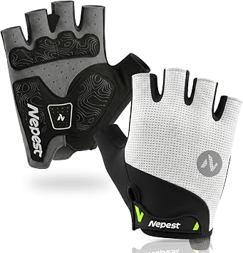 Nepest Fingerless Cycling Gloves for Men Women with Gel Padded Road, MTB