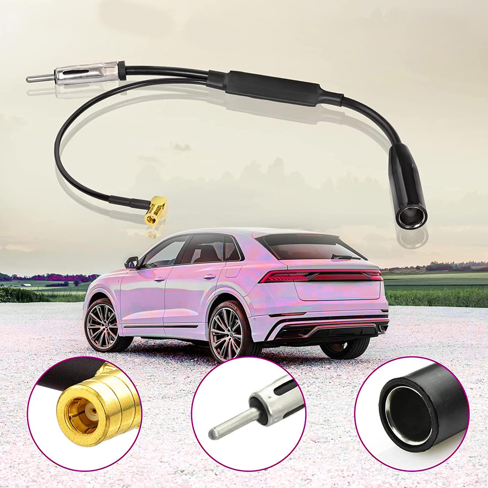 Vecys GPS Auto Antenne DAB FM/AM Haaienvinnen Auto Antenne SMB Vrouwelijk naar SMA Mannelijk naar DIN Mannelijk Autodak 5 m RG174 Kabel