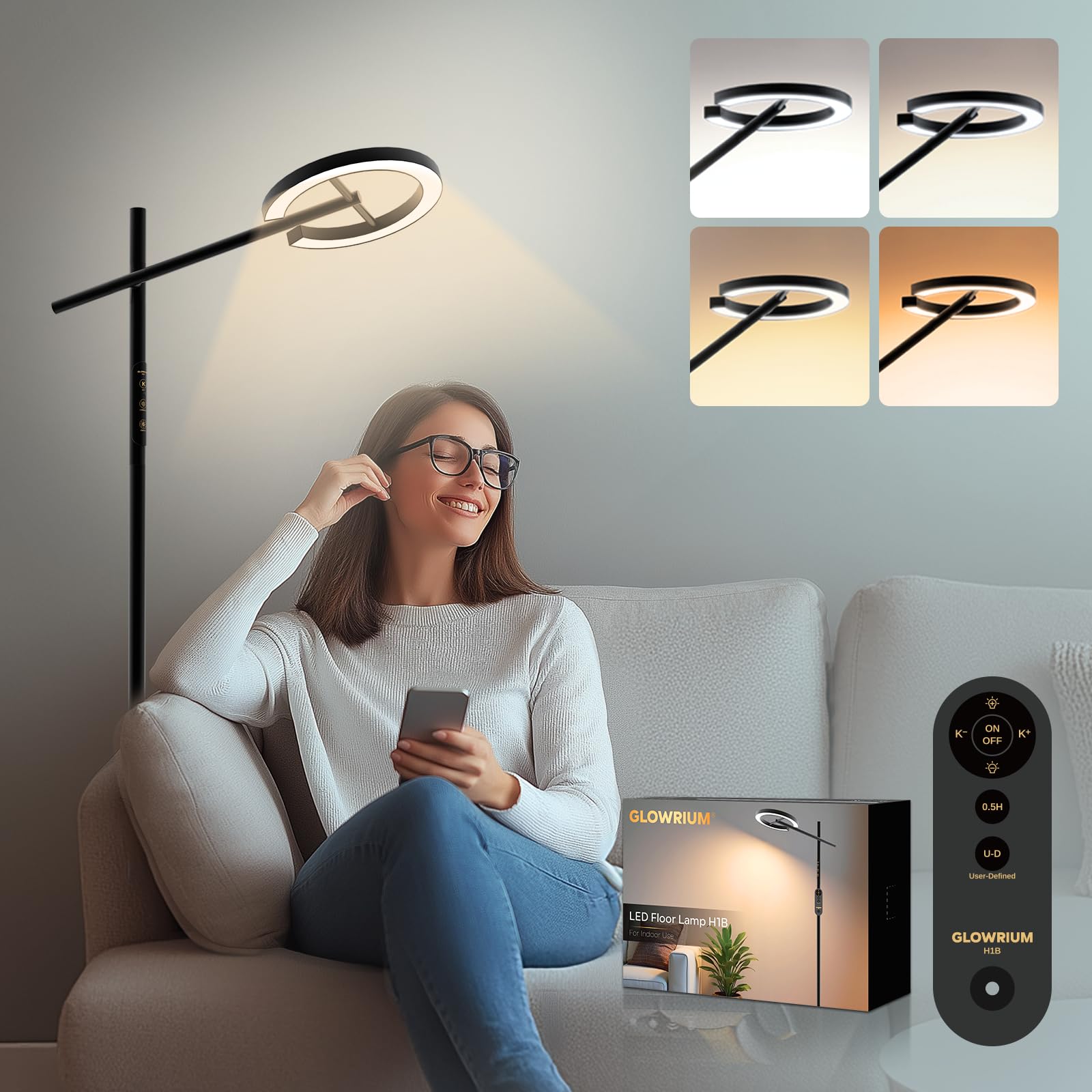 Amazon.com: GLOWRIUM-H1B Light Therapy Lamp 12000 Lux, LED UV-Free