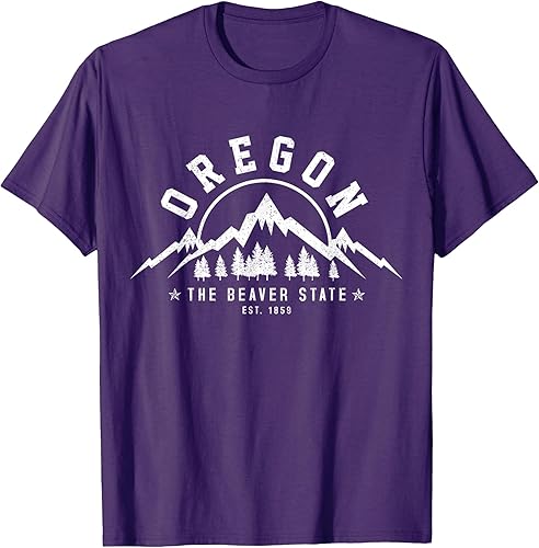 Oregon The Beaver State Est. 1859 Vintage Mountains - Camiseta de regalo, Negro, S