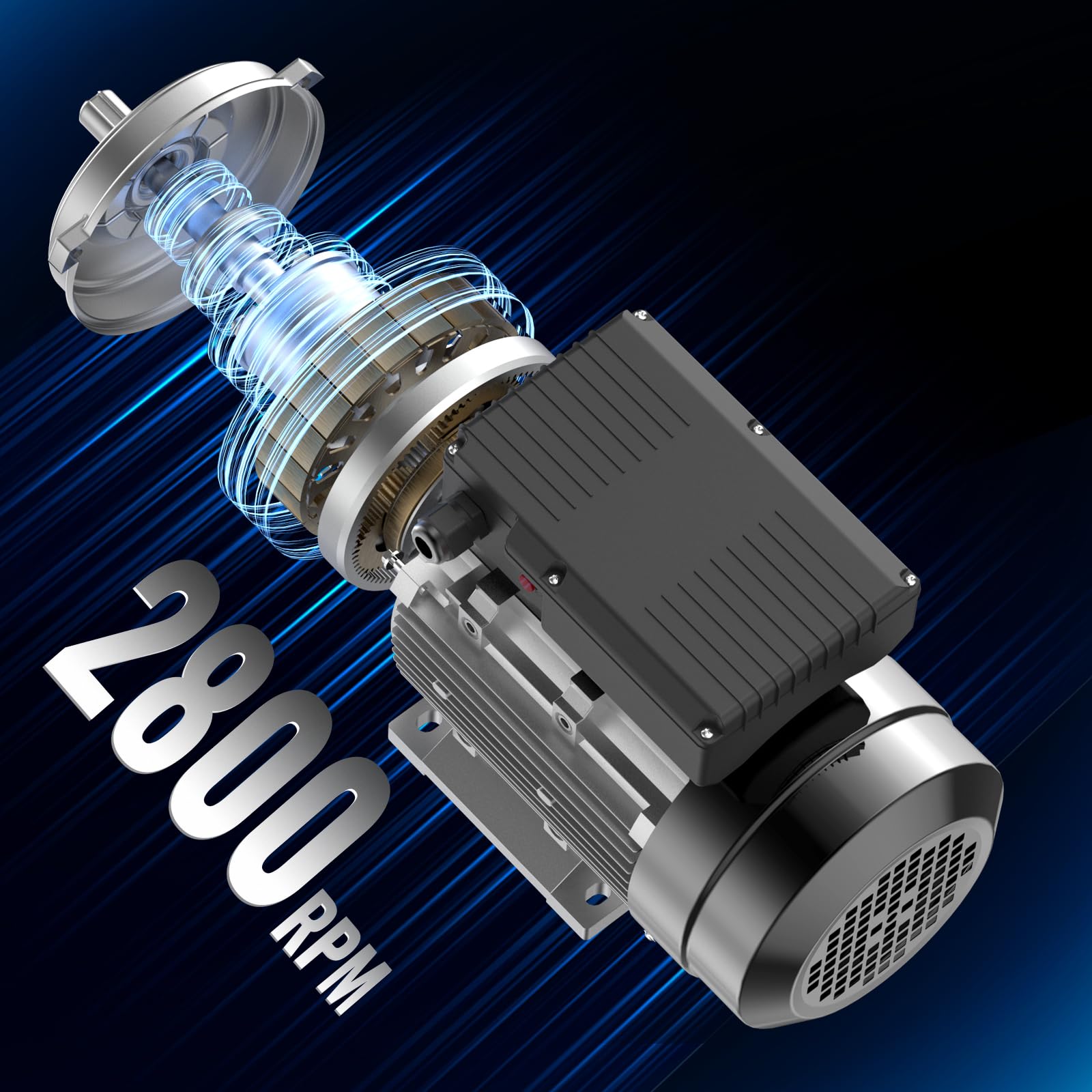 VEVOR Silnik elektryczny 1,1 kW, jednofazowy silnik sprężarki powietrza, 2800 obr./min, AC 220-240 V, 7,1 A, rama 90S, B3, wał sześciokątny 24 mm, obrót CW/CCW do maszyn rolniczych i sprzętu