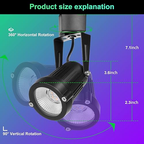 Miniatura 6 de INTWELL Cabezales de luz LED RGB de 12 W, cabezal de iluminación de pista regulable que cambia de color para tareas de acento, venta al por menor,