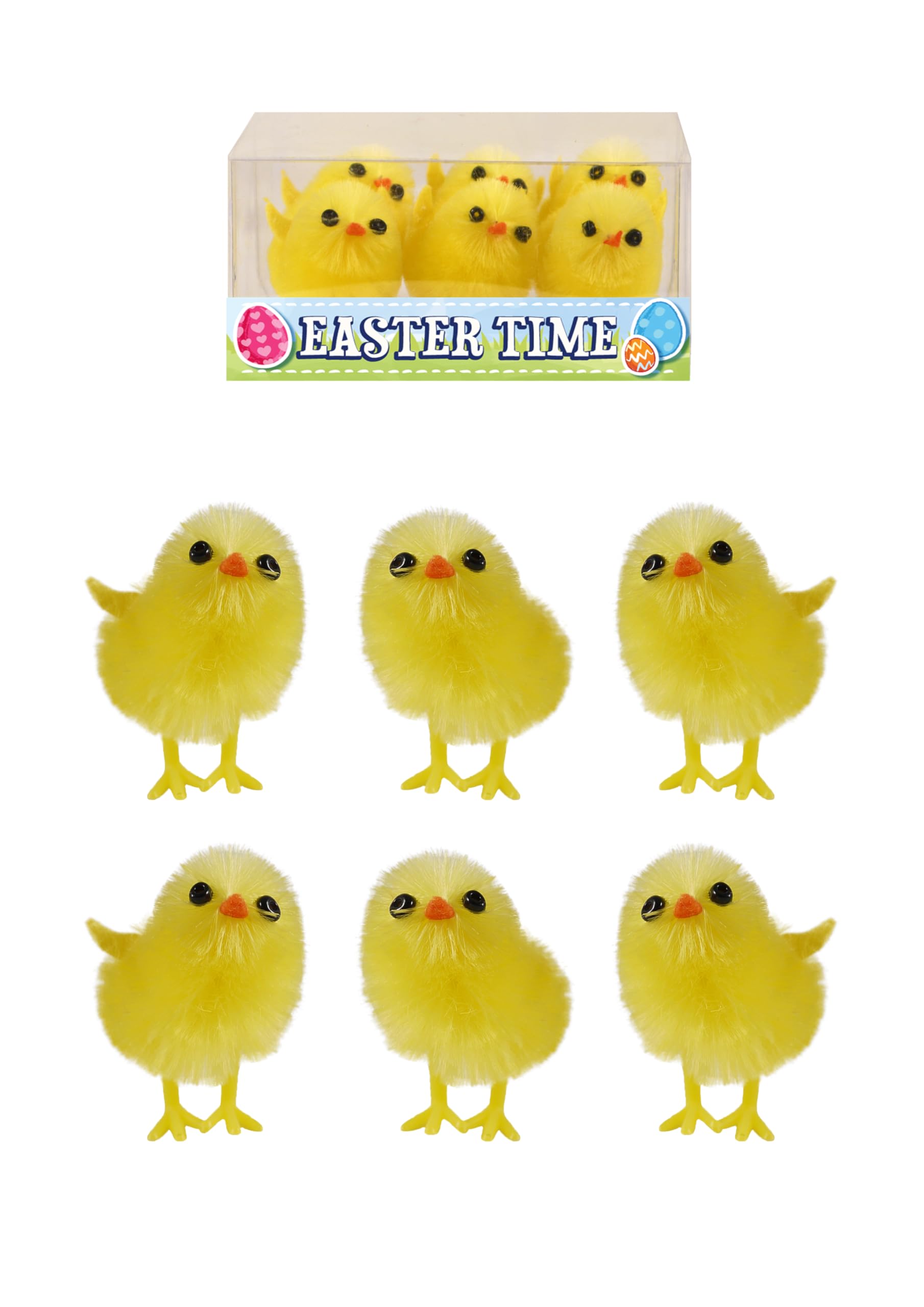 HENBRANDT Pack of 6 Fluffy Yellow Chicks Mini Easter Chick Decorations for Easter Art and Crafts Little Chicken Spring Decorations Kids Egg Hunt Easter Bonnet Decoration and Cake Decorations — view 2