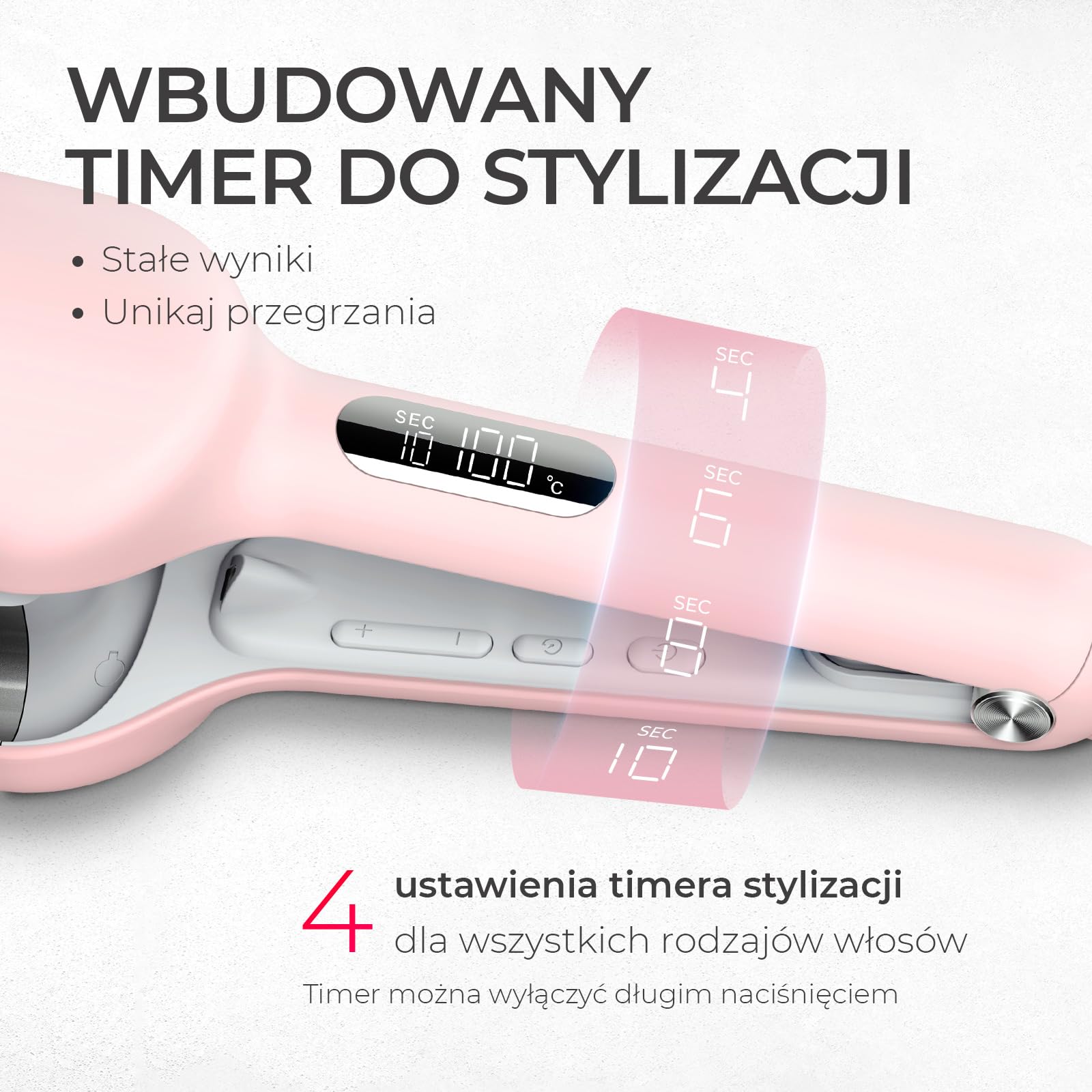 TYMO ROVY Lokówka do Fal dla Włosów, Lokówka do Dużych Loków Odpowiednia dla Początkujących, Hair Crimper Waver Curling Iron 32 mm, 4 Temperaturami i Wyświetlaczem LED, Ochrona Przed Oparzeniami