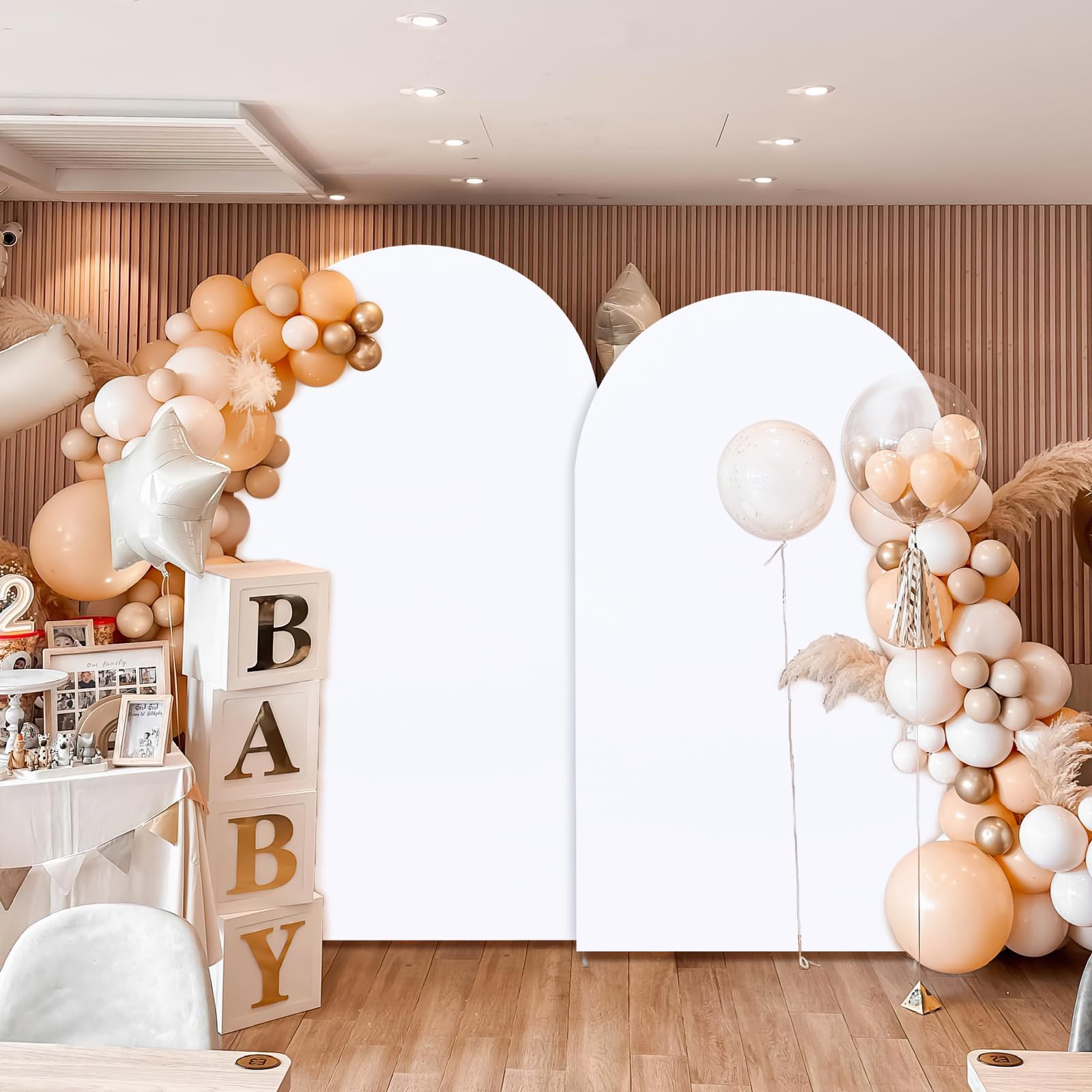 Housse d'arche de Mariage Toile de Fond en élasthanne Convient pour Support d'arc Décoration de Mariage fête de Ballon Blanc (80 x 180 cm)