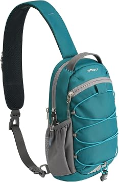 WATERFLY RFID Anti Theft Sling Bag Small Crossbody Travel Hiking Daypacks | RFID pocket,Multi-compartment pocket,Water-resistant,Adjustable shoulder strap with card pocket,Lightweight nylon