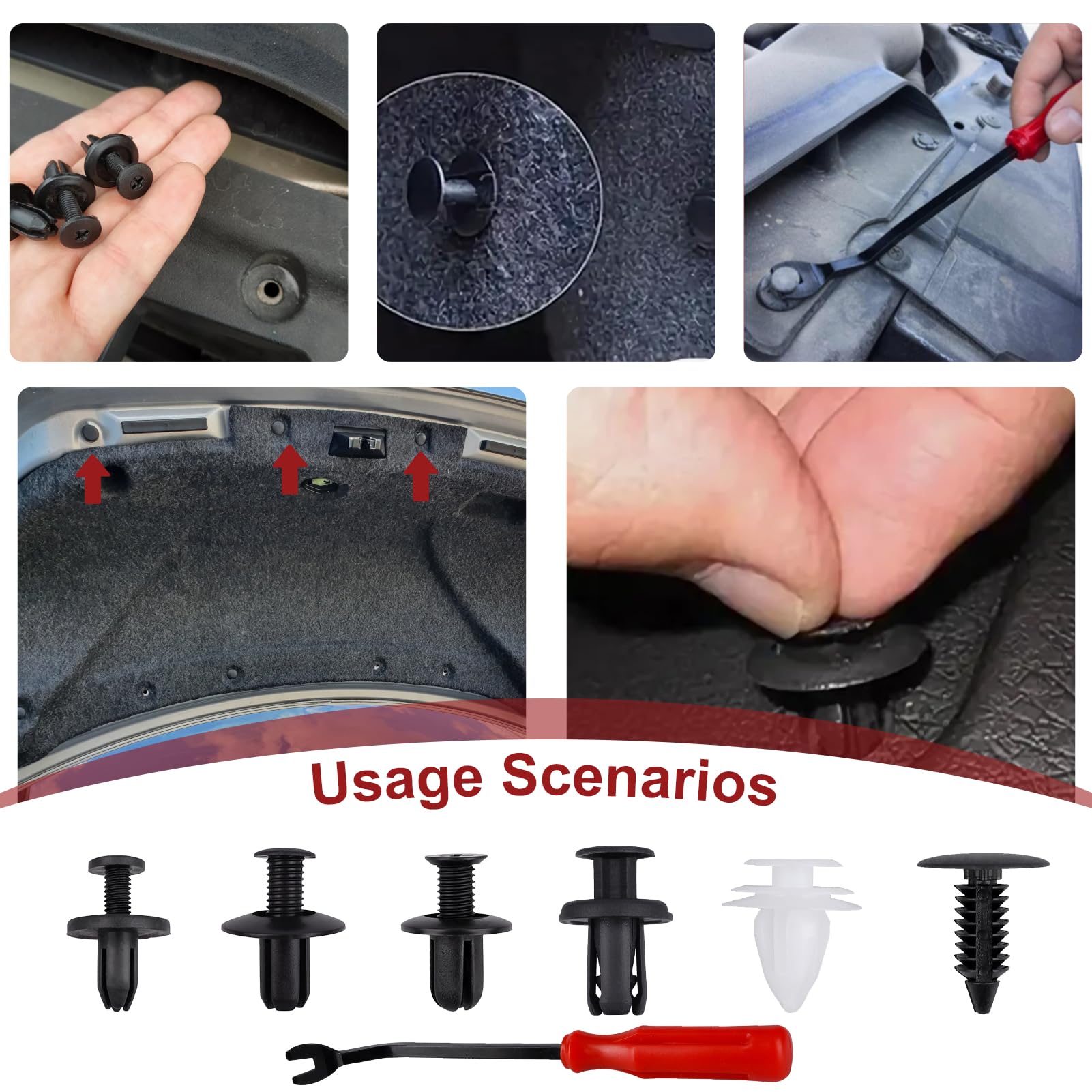 100 Pièces Avec Outil  Kit De Clips De Fixation De Voiture Rivet De Garde Boue Clips En Plastique Rivet~p130311197