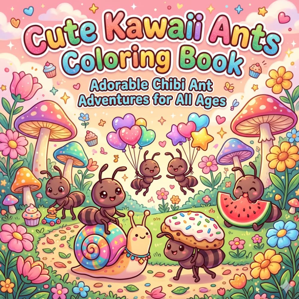 Cute Kawaii Ants Coloring Book: Adorable Chibi Ant Adventures for All Ages