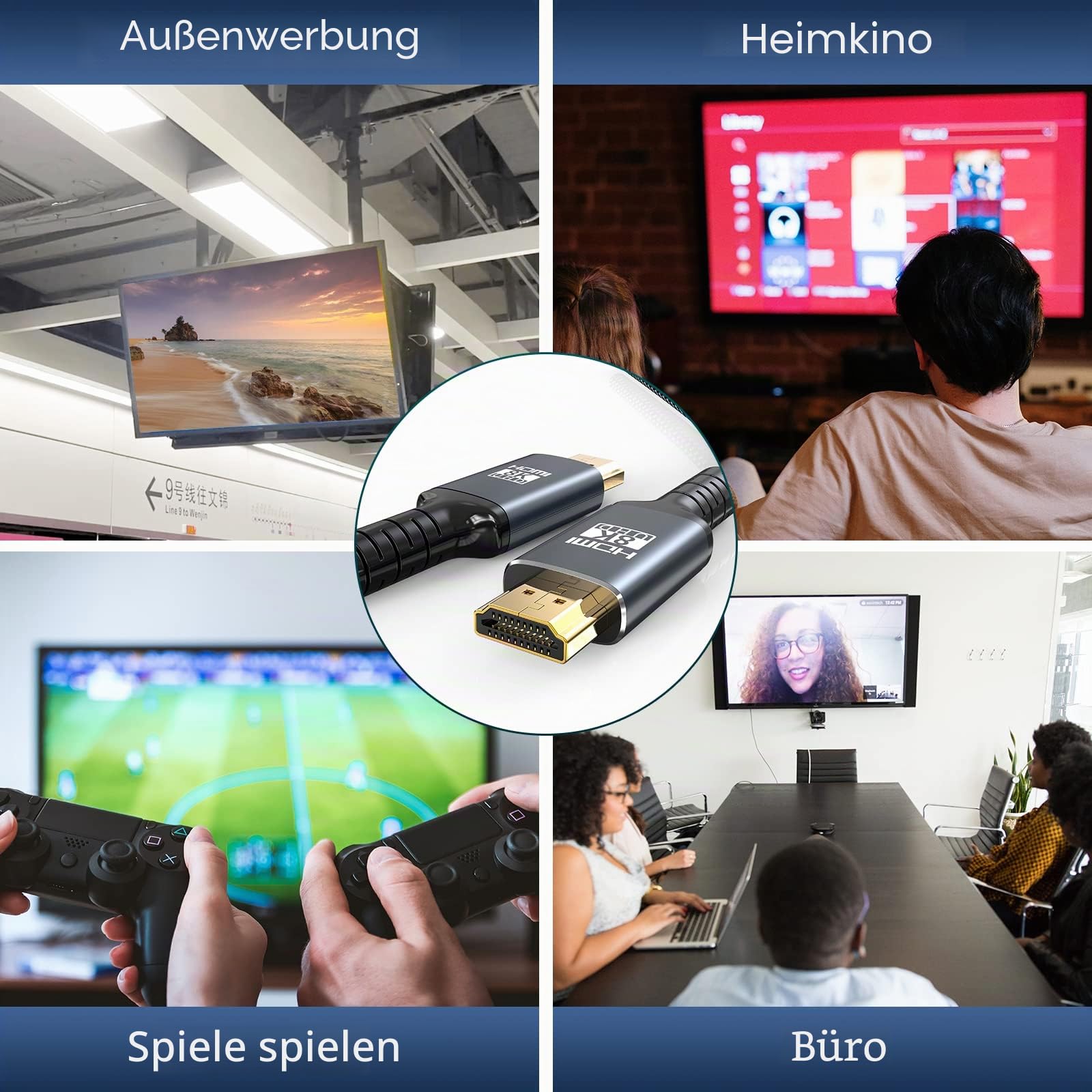 8K HDMI-Kabel 2.1 25M, 48 Gbit/s Fiber HDMI 2.1 Kabel in Wall CL3 bewertet unterstützt 8K @ 60HZ/4K @ 120Hz, eARC Dynamic HDR, 3D, VRR kompatibel für PS5/PS4/X-Box/Roku TV. /RTX30 80/3090.