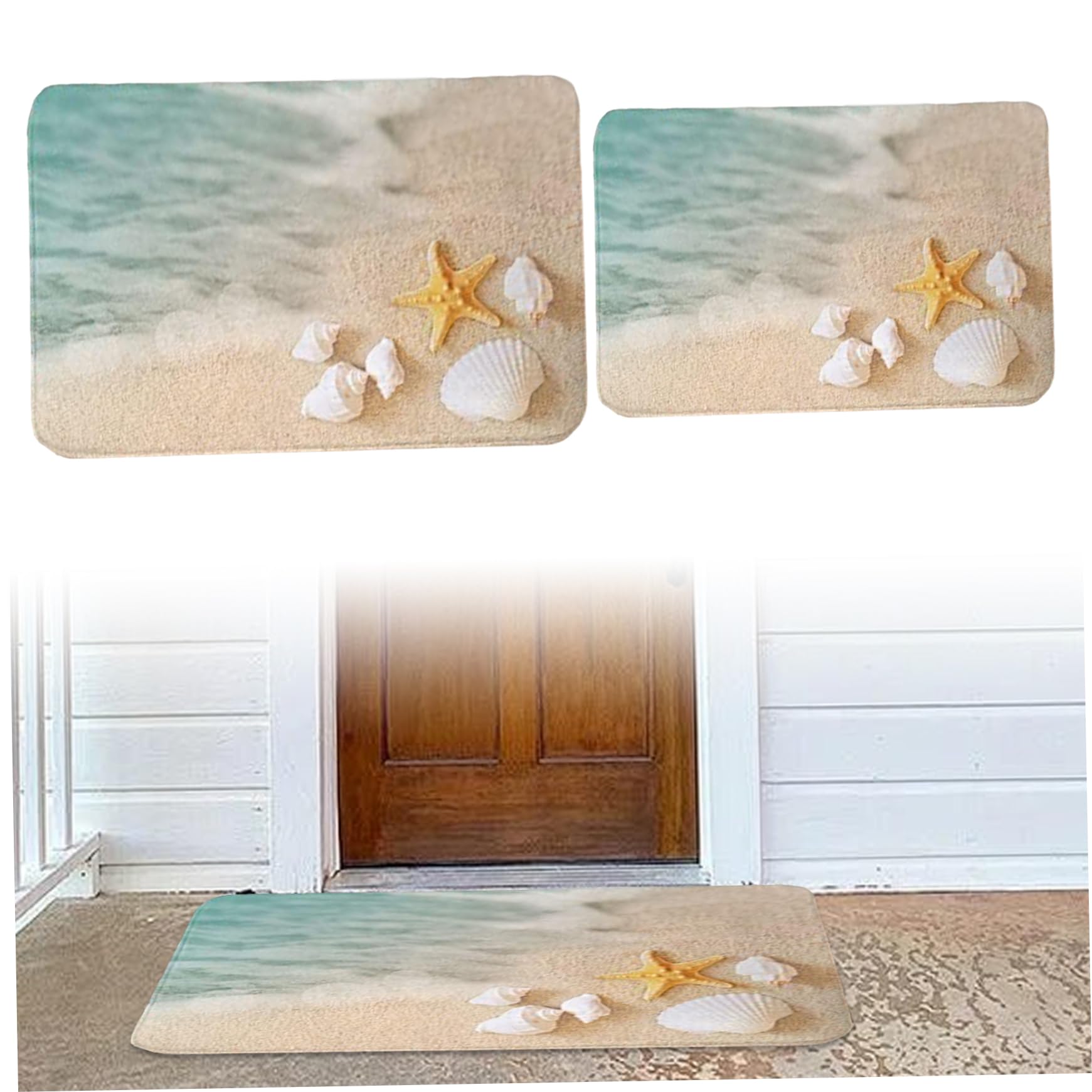Tapis de bain et de plage en flanelle absorbante, lot de 2 formats 40x60 et 50x80cm pour chambre