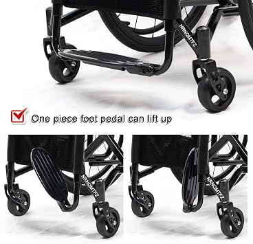 Adult Sports Leisure Wheelchair, Self-propelled Aluminum Alloy Portable Manual Wheelchair, Lightweight and Foldable with Double Brakes, High Speed with Rear Wheel Release Seat width 36cm/14.1in, Soft
