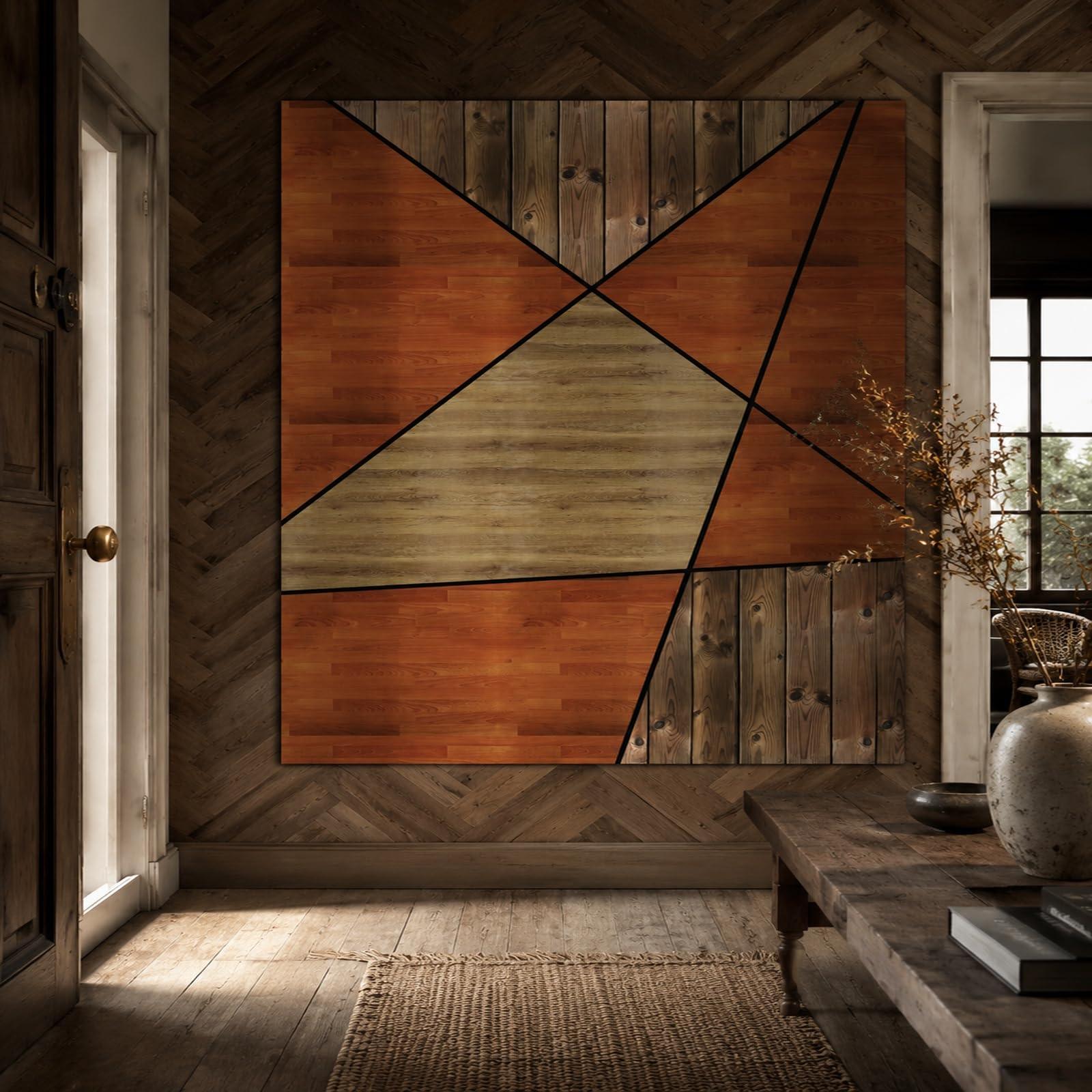 Gobeliny bardzo duże 180 x 230 cm, niestandardowy obraz logo tekst spersonalizowany gobelin wiszący na ścianie, geometryczny brązowy,