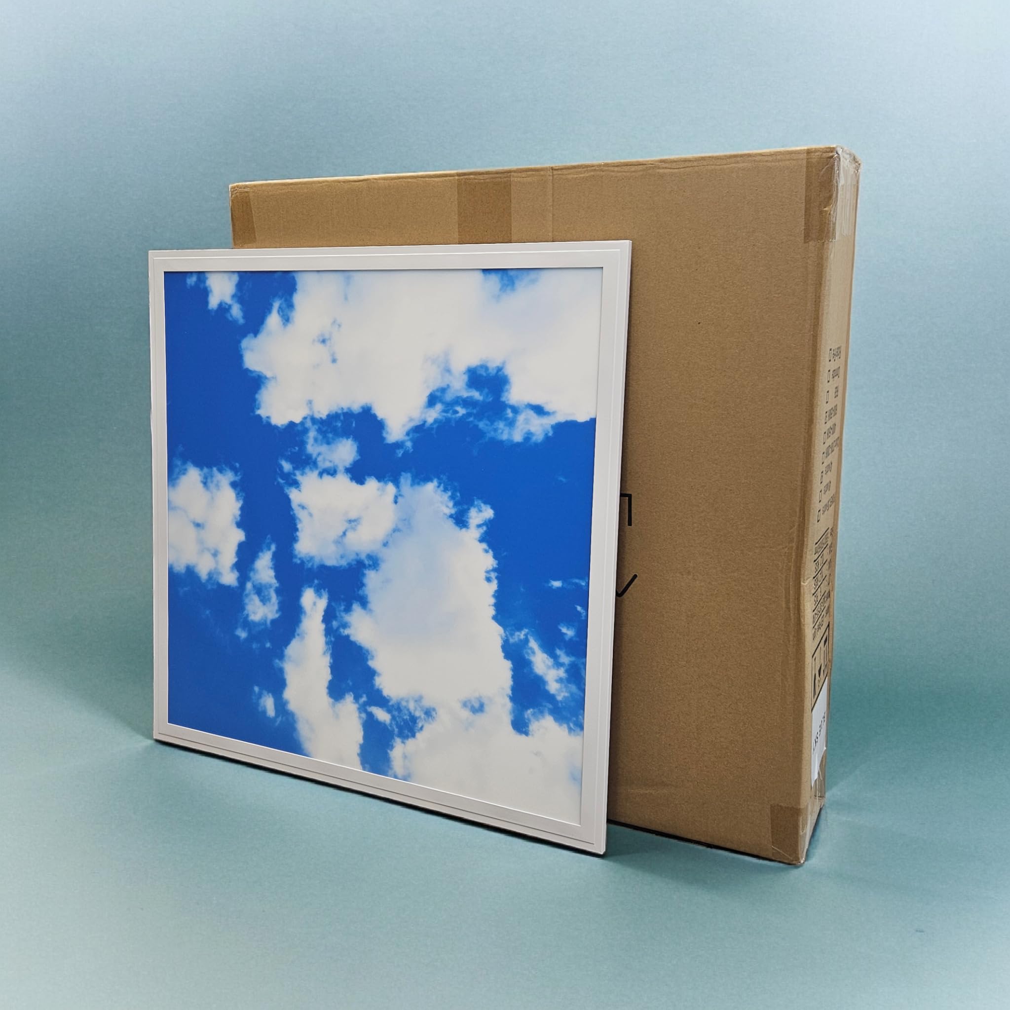 Manningham Lighting LED Sky Ceiling Panel Lights – Recessed 48W Sky Cloud Pattern 600x600 mm – Square LED Tile Ultra-Thin Light - Energy Efficient Suspended Ceiling Grid for Shop, Office