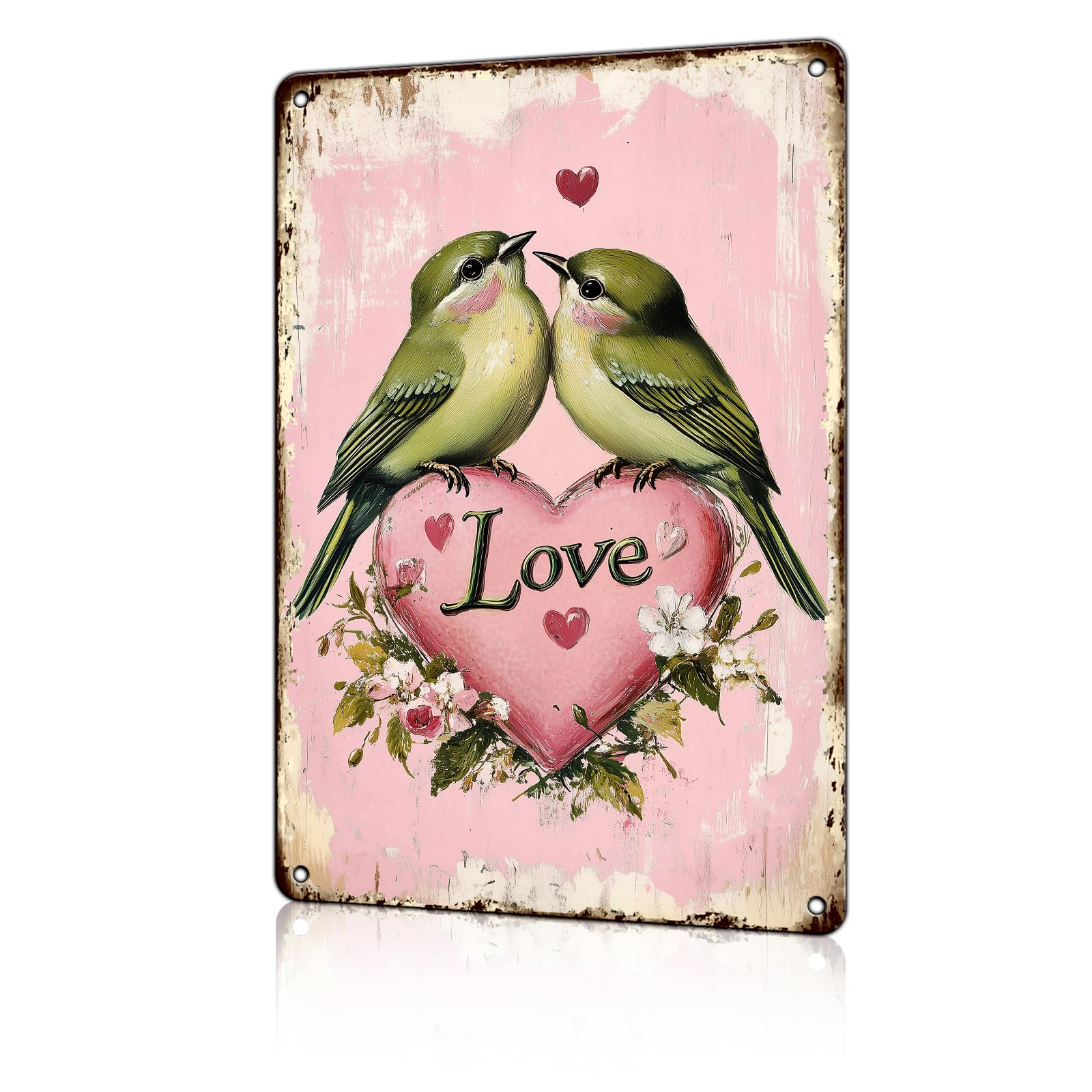 Anceky Tin Sign Bird Love Sign Vintage Aluminum Sign Metal Sign Wall Decor for Cafe Garage Kitchen Yard Outdoor 12×16 Inch