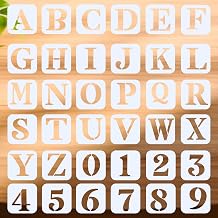 cobee 36 Pieces Large Alphabet Stencils, Number Stencils, 2 Inch Letter Stencils, Spray Painting Stencil, Reusable Stencils for Wood, Wall, Fabric, Rock, Chalkboard