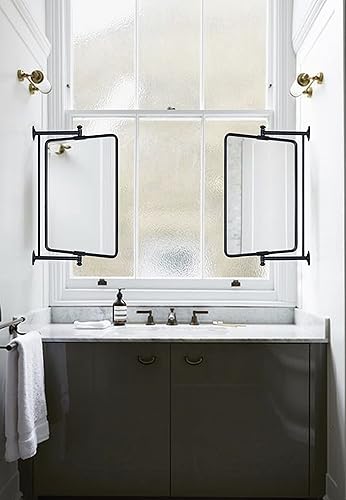 Miniatura 6 de TEHOME Espejo rectangular redondeado cromado giratorio para tocador de baño, espejo inclinable giratorio de esquina, 14 x 22 pulgadas