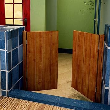 Swinging Doors Cafe Doors, Swinging Cafe Doors Retro Wooden Cafe Doors Brown Swing Door Fence Counter Half Waist Doors for Emporium Toilet Pubs Cafes Size W75xH90cm29 1/2" x35 3/8"
