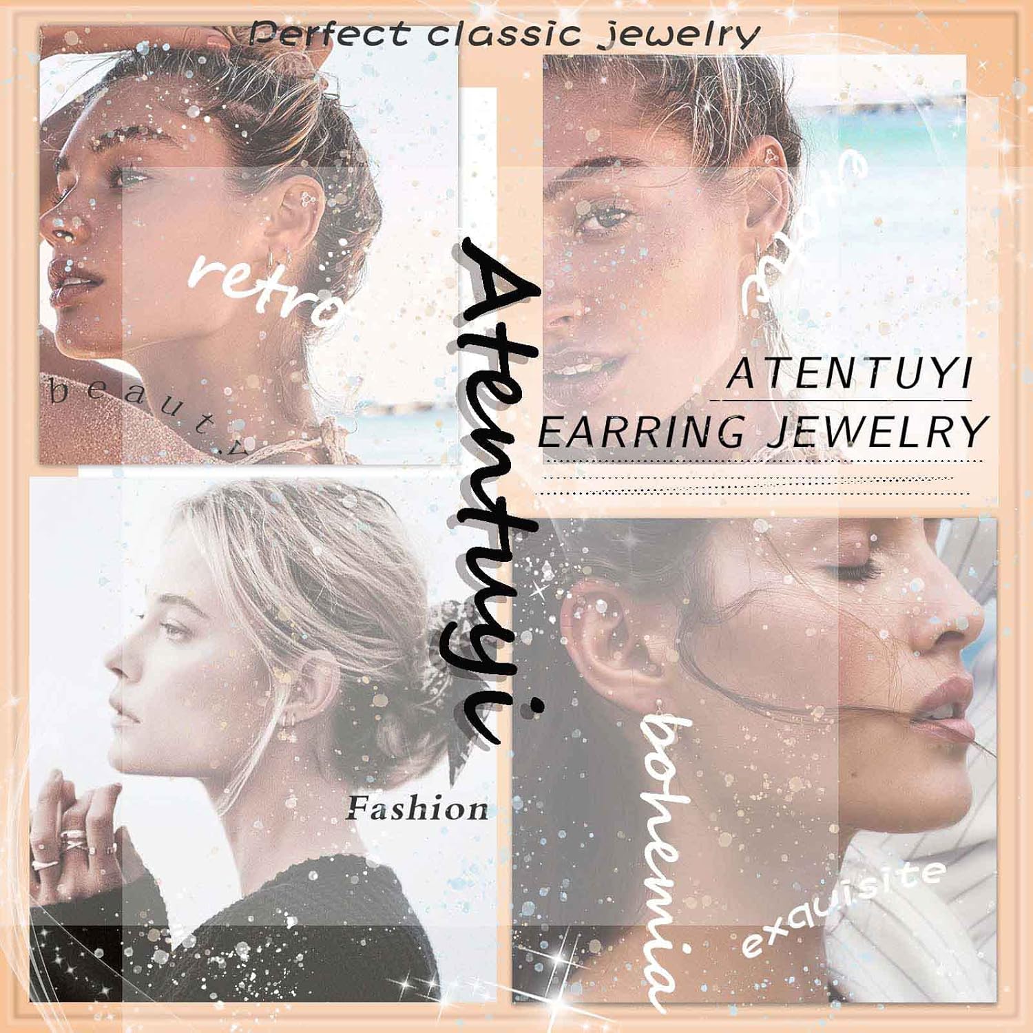 Boho Wedding Dainty Tiny Moon Threader Earrings Silver Hollow Small Star Pull Through Earrings Thread Long Chain Tassel Dangle Stud Cute Simple Line Bar Chain Drop Delicate Minimalist Jewelry Women - Image 7