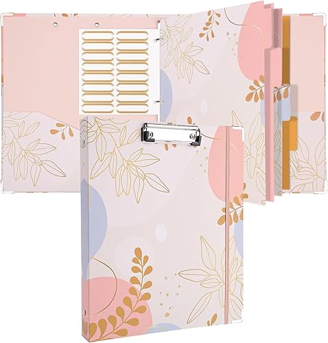 Carpetas rosas de 3 anillos de 1 pulgada, 5 divisores con pestañas, portapapeles para papeles tamaño carta, bonitas carpetas para escuela, estética,