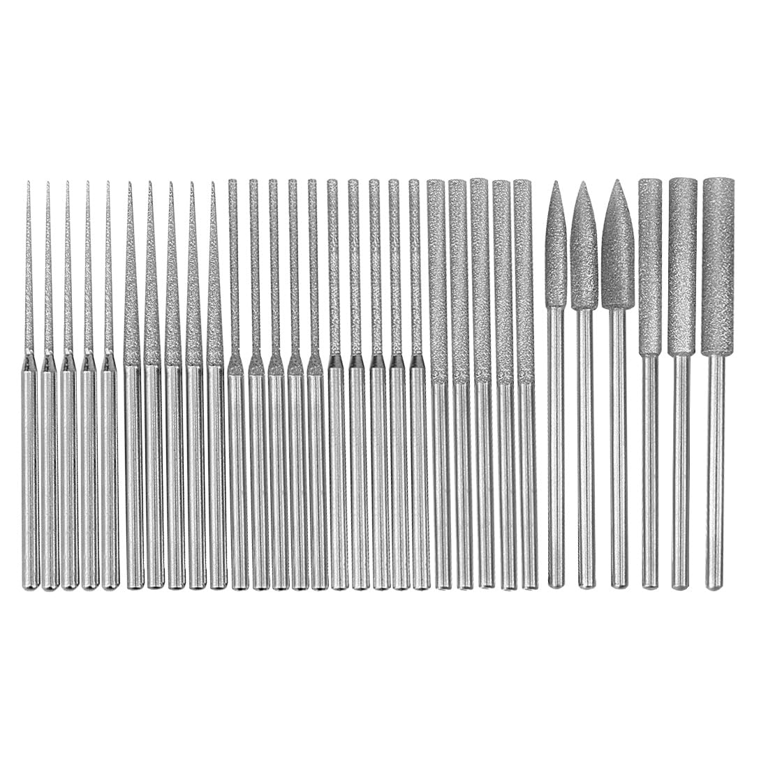 31 Pcs 1/8" Shank Long Diamond Particle Mounted Reaming Burr