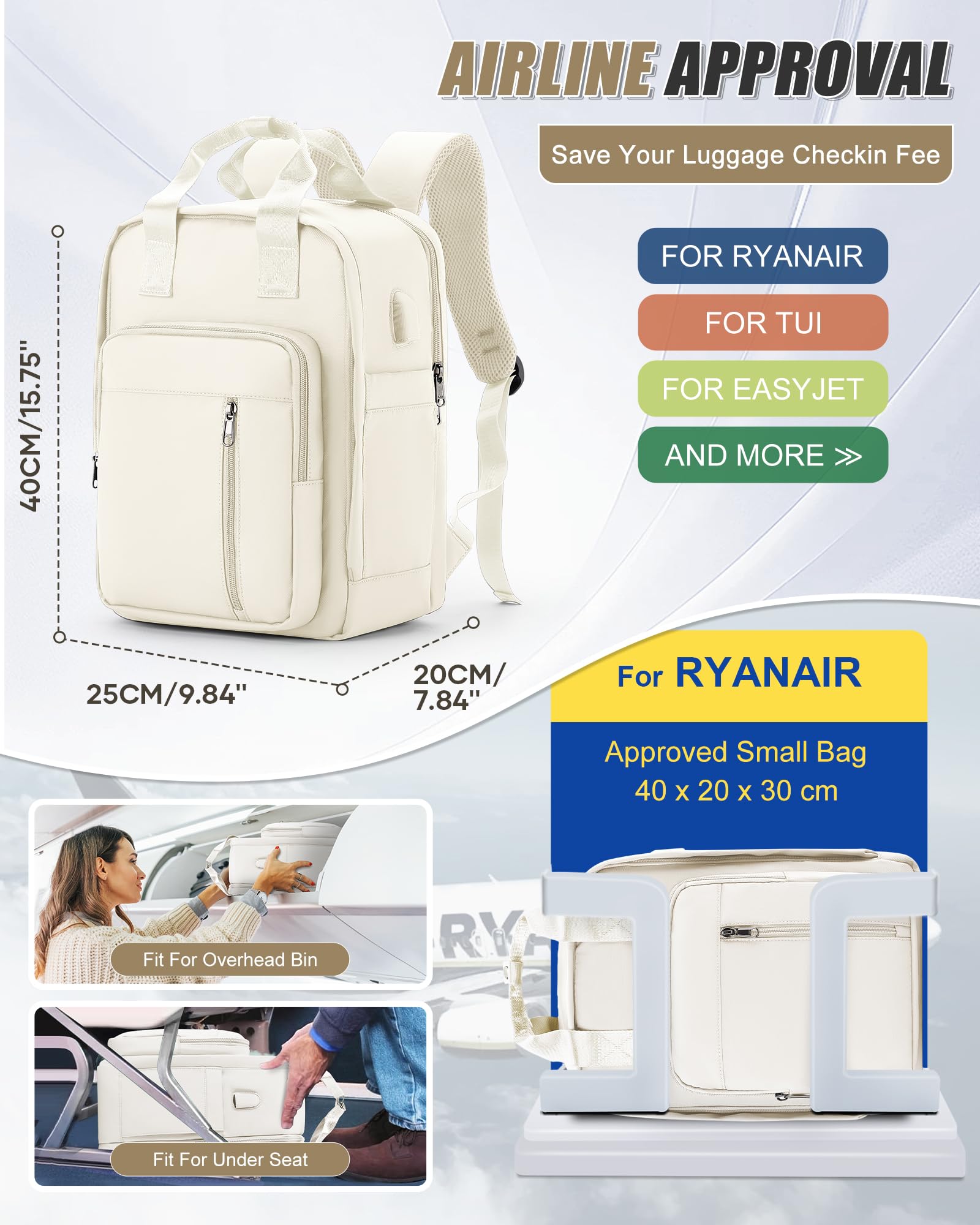 SZLX Zaino A Vuoto Bagaglio A Mano Donna, Zaino Airbag Con Sistema Di Vuoto Per Viaggi, Ryanair Viaggio Ruscksack Dimensione Cabina Con Pompa Impermeabile Uomo Valigia A Vuoto