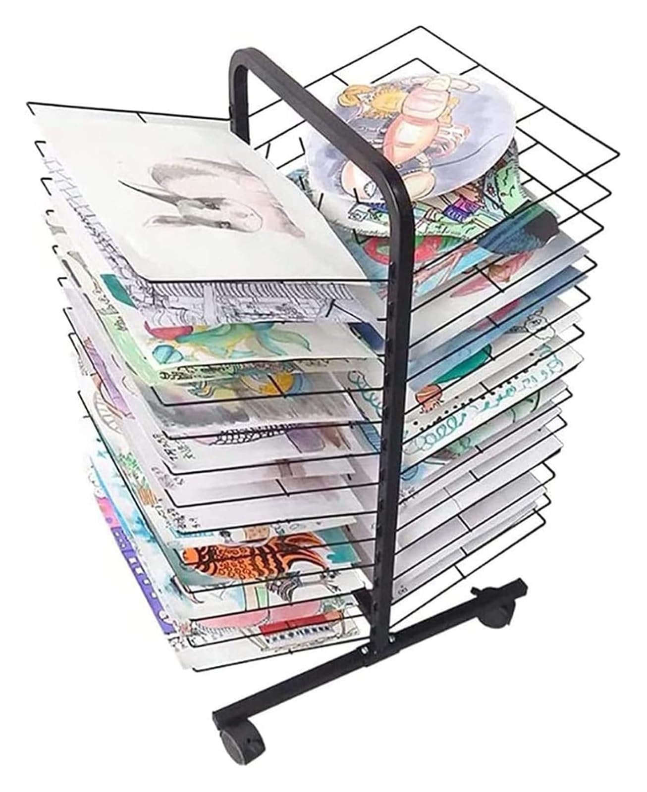 Suszarka do obrazów, suszarka do obrazów z uniwersalnymi kółkami, solidny organizer do obrazów i rysunków, półki 26/38/50, solidny metal(50Shelves)