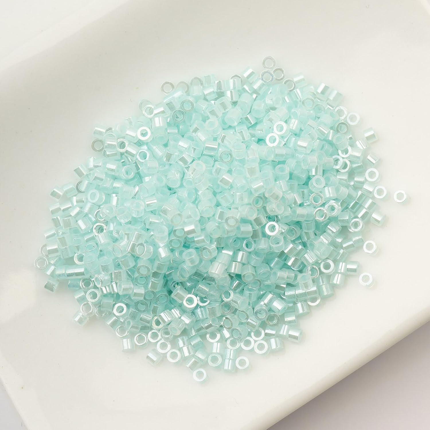 John Bead 25g Cylin Beads Light Crystal Aqua Ceylon 11/0 Glass Cylindrical Seed Beads for Jewelry Bracelets Necklaces Earrings Making Embroidery