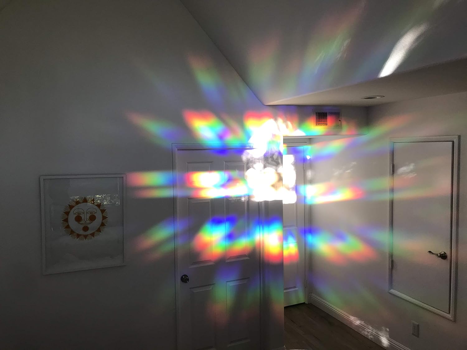 Rainbow Symphony – Rainbow Suncatcher Window Film, Diffraction Window Film, Stained Glass Window Cling, Holographic Prismatic Film, Spectra Star Pattern, 24" x 36", Made in USA
