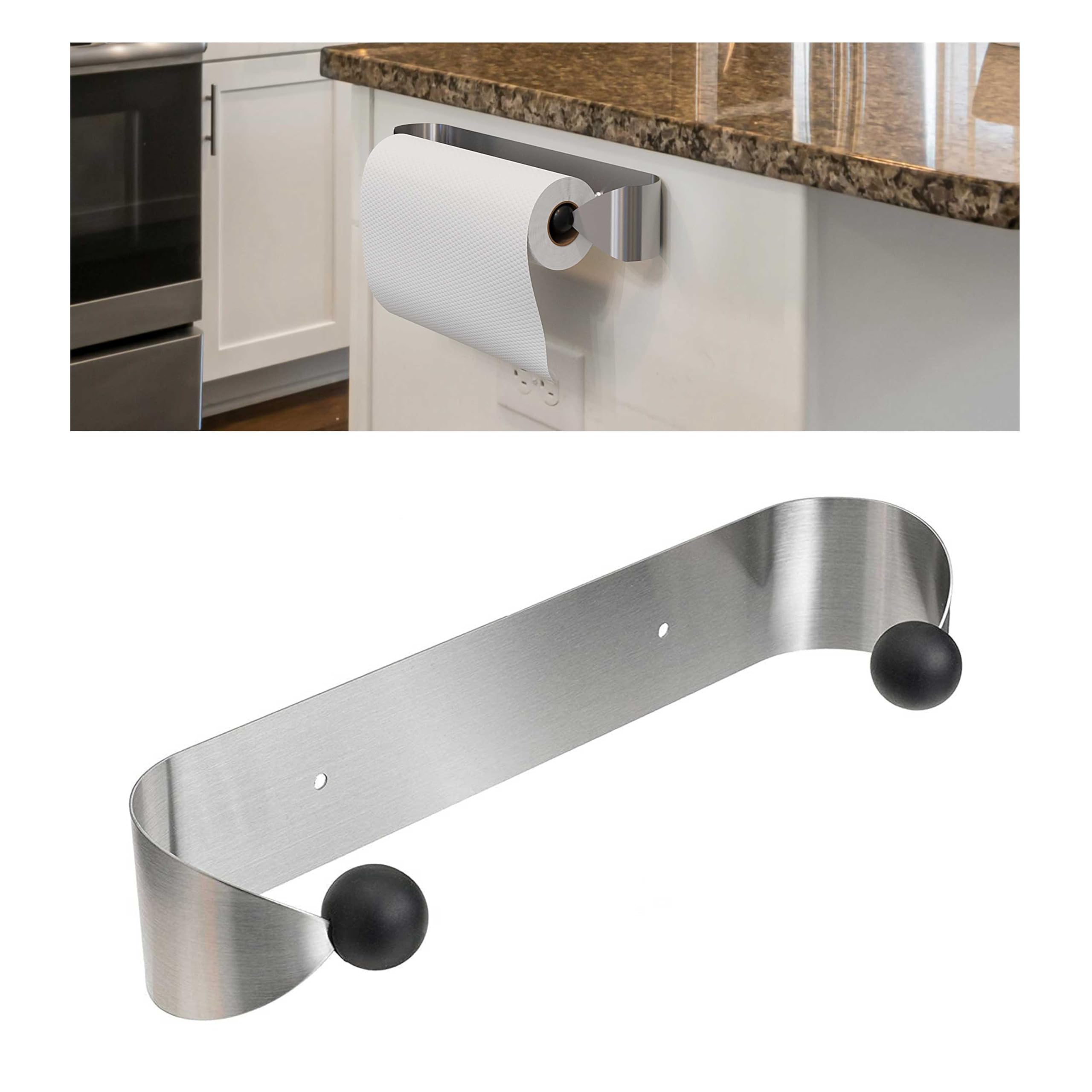 KUAFU Paper Towel Holder for Kitchen, Under Cabinet, Secure Screw Mounting, Silver Stylish Stainless Steel, Convenient Rollable Design