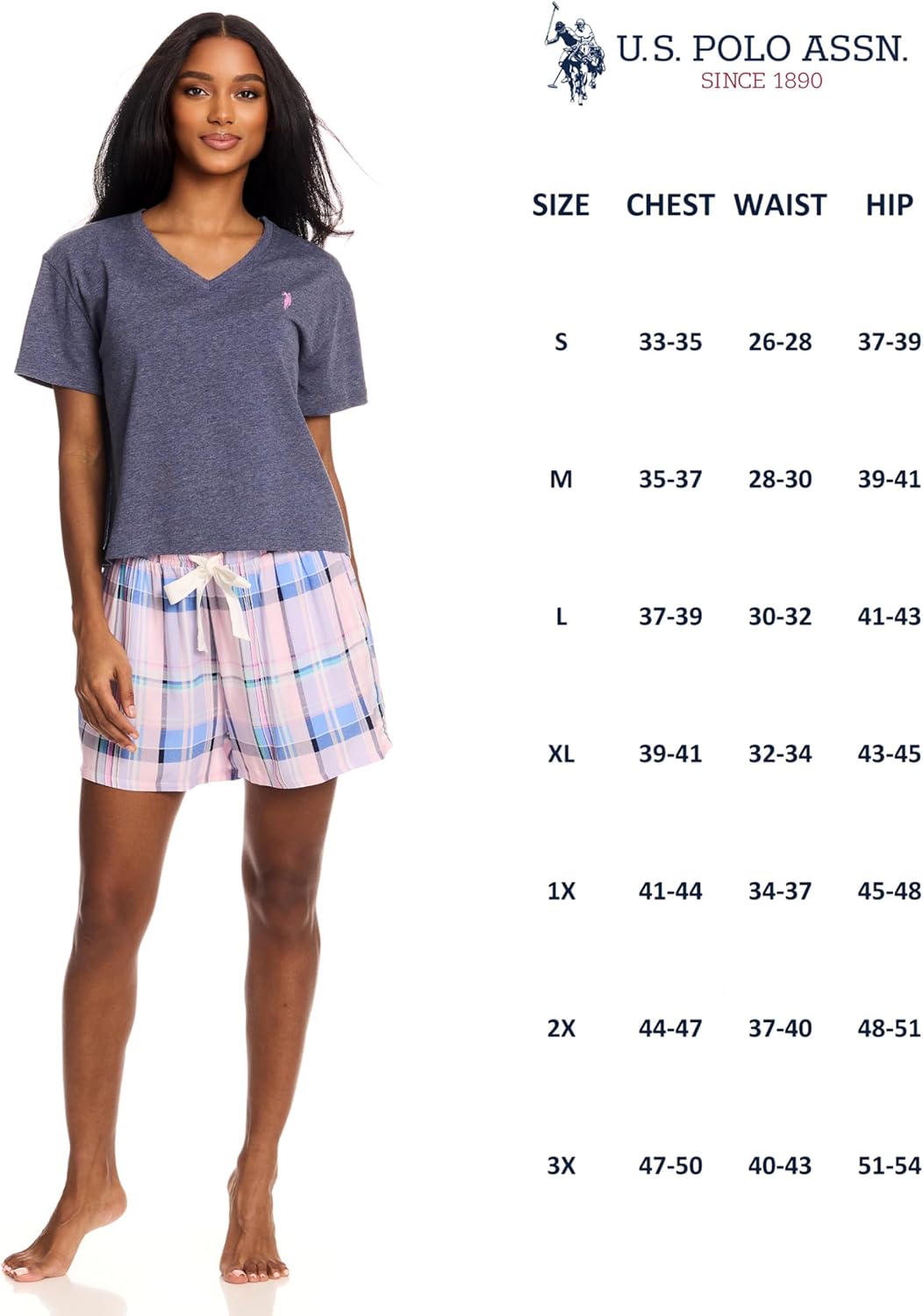 U.S. Polo Assn. Women's Summer Pajama Set, Tee, Shorts Valentines Gifts for Her - Image 6