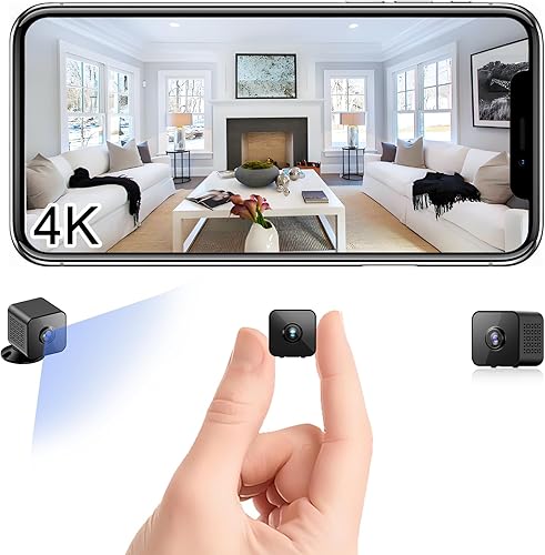 Mini cámara de seguridad 4K, cámara inalámbrica WiFi, pequeña cámara portátil HD para niñera con detección de movimiento, almacenamiento en la nube