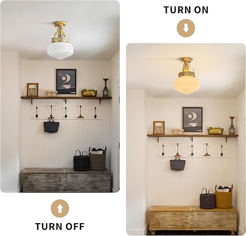 Miniatura 7 de KCO Iluminación vintage de vidrio de leche lámpara de techo latón dorado cocina lámparas de techo lámpara de techo globo de mediados de siglo