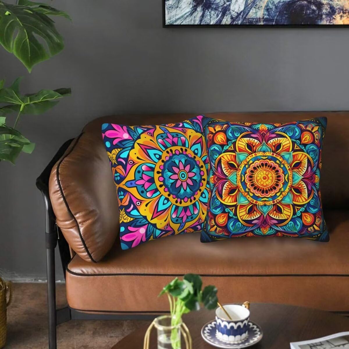 Samt Kissenbezug 35x35cm 2er Set - Salbeigrün & Wasserdicht Für Sofa & Outdoor