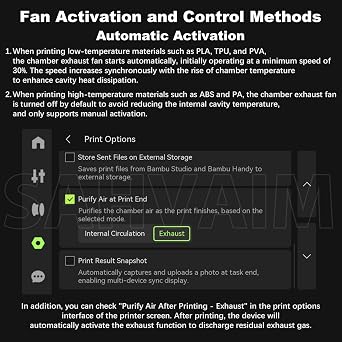OEM P2S External Exhaust Fan Kit for Bambu Lab P2S 3D Printer,Active Directional Ventilation Upgrade,Automatic Post-Print Air Purification,Smart Mode Switching,Expandable Filter Support for P2S Parts