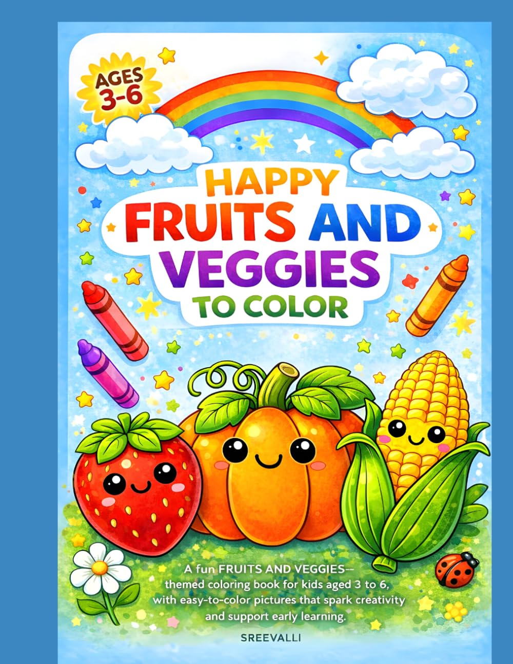 Happy Fruits and Veggies Coloring Book for Kids: Fun and Easy Fruit & Vegetable Coloring Pages for Toddlers and Preschoolers | Bold Simple Designs for Early Learning and Creativity