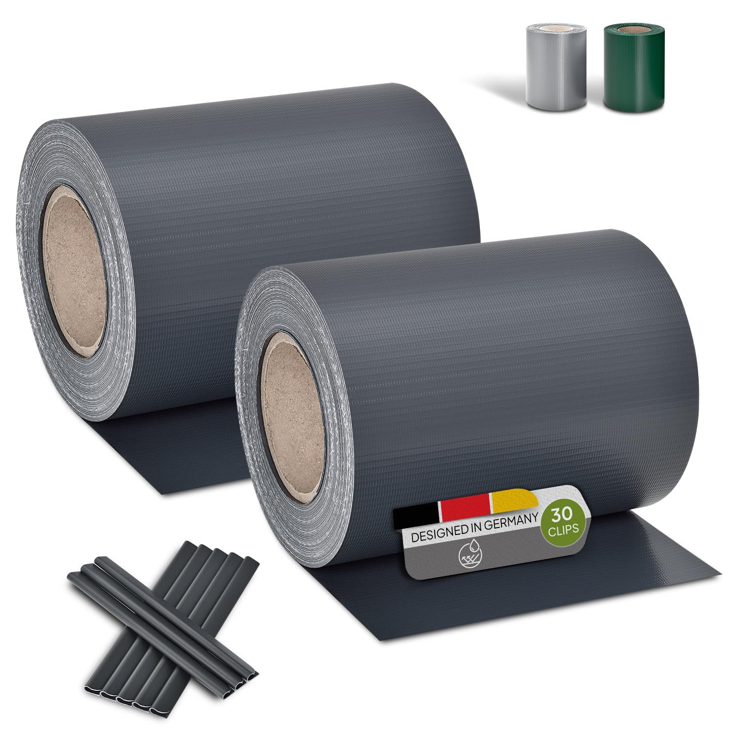 Juskys Rouleaux brise-vue en PVC pour clôtures à barreaux doubles - 2 rouleaux de 35 m, 60 clips de fixation - film anti-regards pour clôture protection visuelle protection contre le vent - anthracite