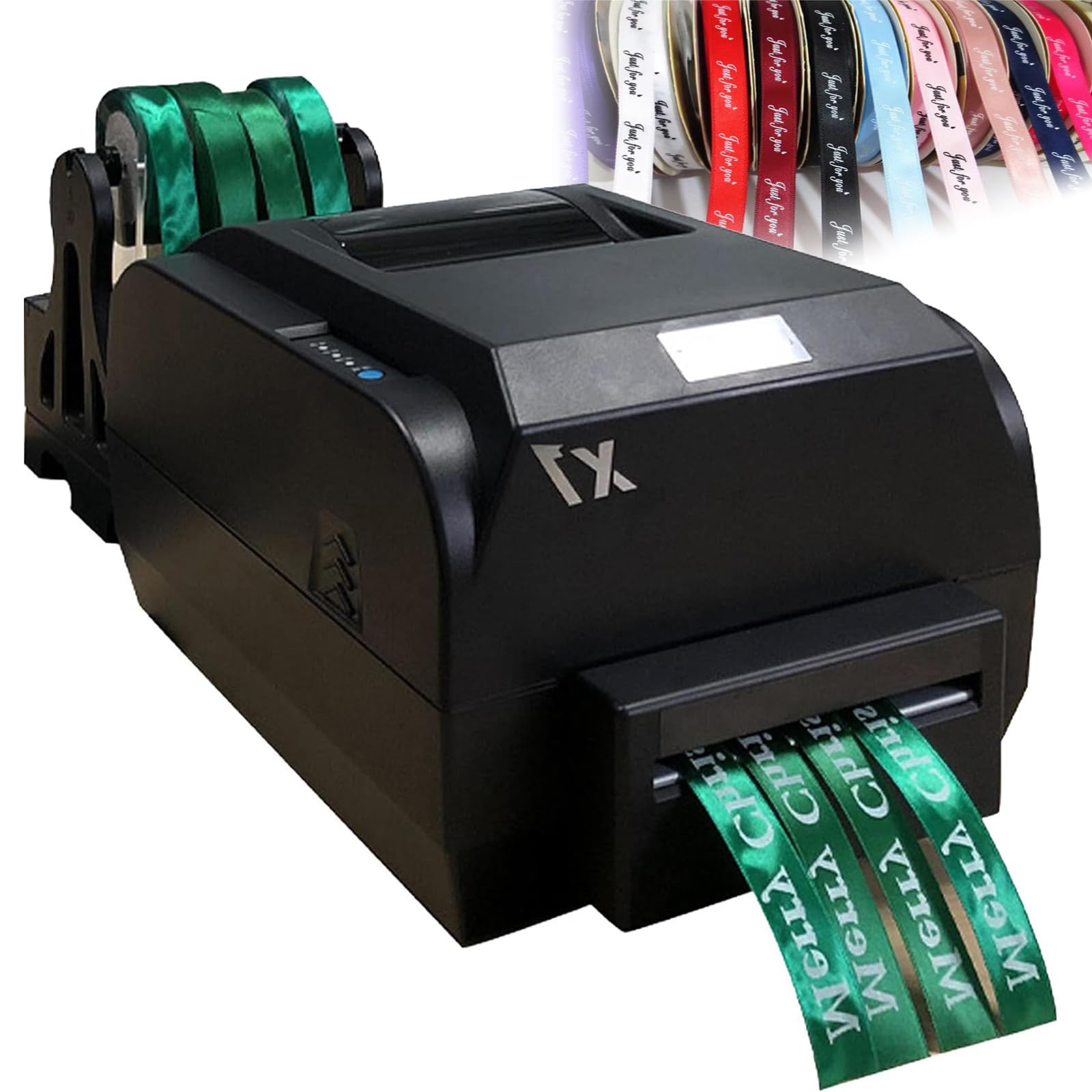 ZYLDDS 4 Row Satin Ribbon Printing Machine,200dpi 150 mm/s Label Printer Foil Stamping Printing Machine, 12-20mm Width, Supports 50+ Languages for Christmas Party