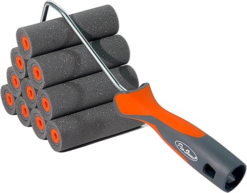 Paquete de 11 rodillos de pintura de espuma de alta densidad de 4 pulgadas, rodillo de espuma especial para acabado suave y preciso, pequeños