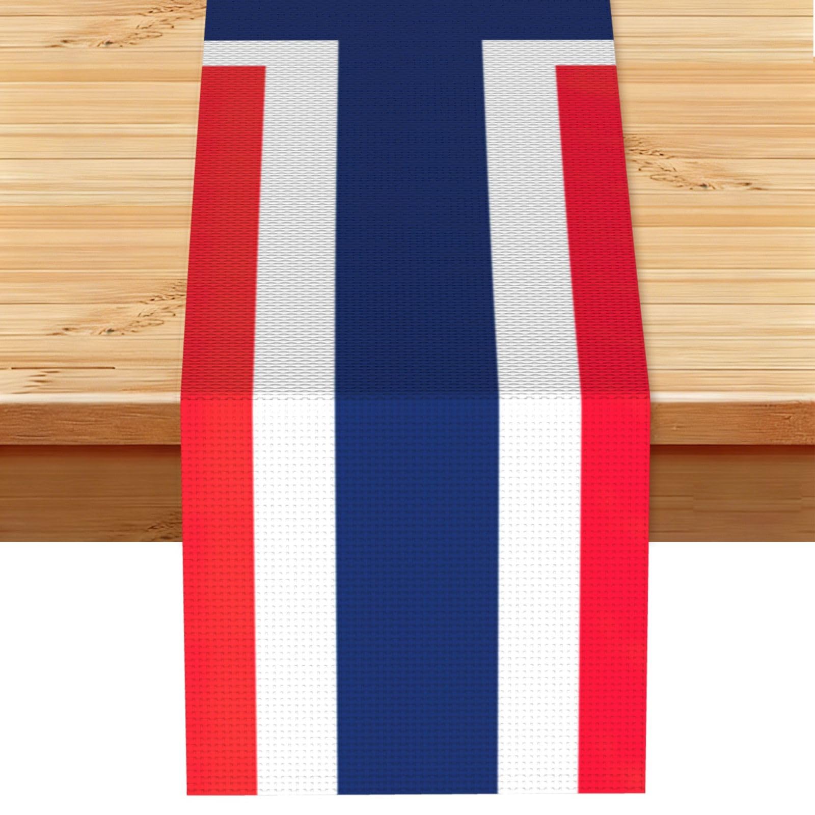 Norwegian flag Printed Table Runner 13 x 72, Wrinkle Resistant Decor for Dining Table Coffee Table Fireplace