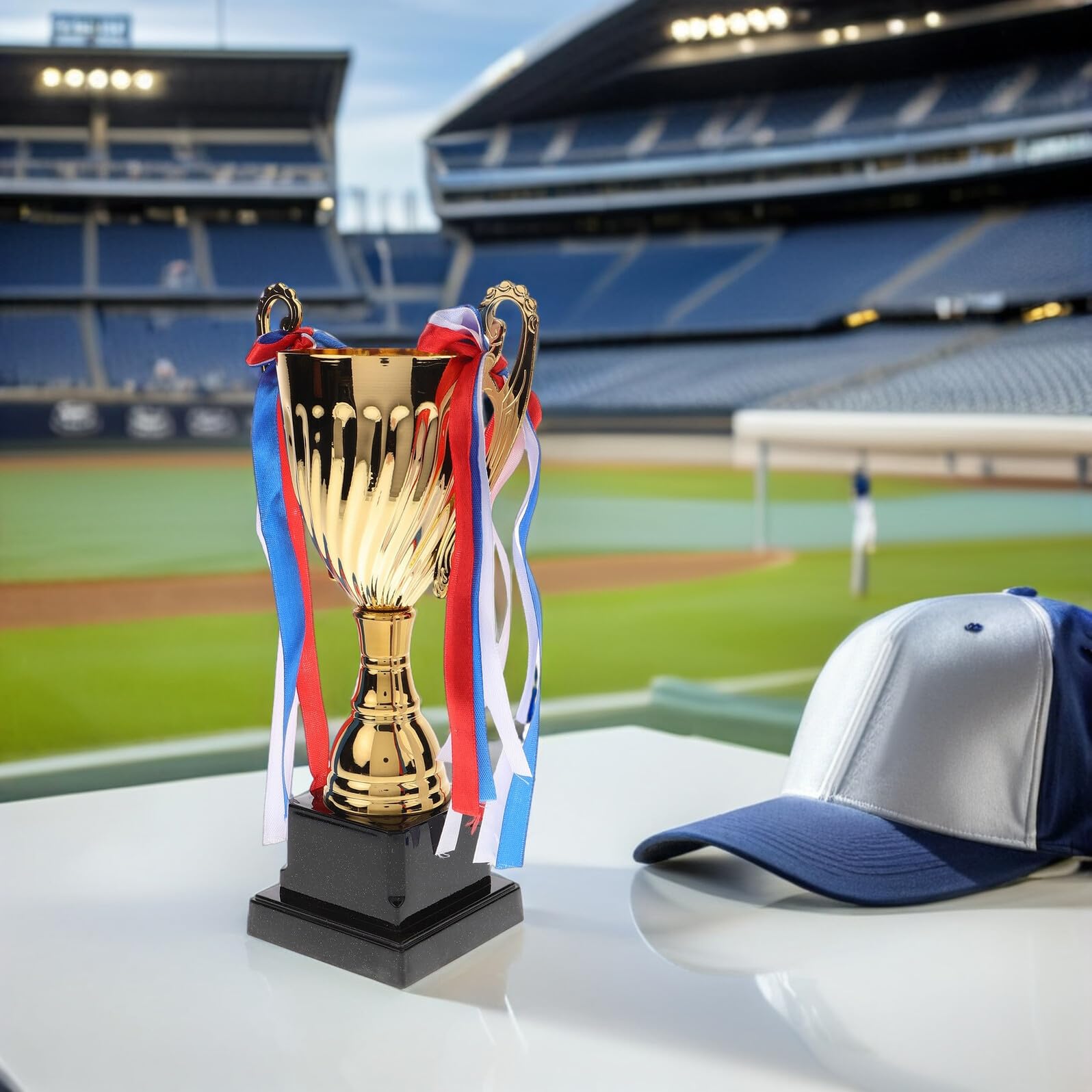 Kisangel Goldener Metall Siegerpokal für Schulwettkämpfe und Sportturniere | Elegantes Design mit Stilvoller Oberfläche, Stabile Display Basis, für Leichtathletik und Fußball