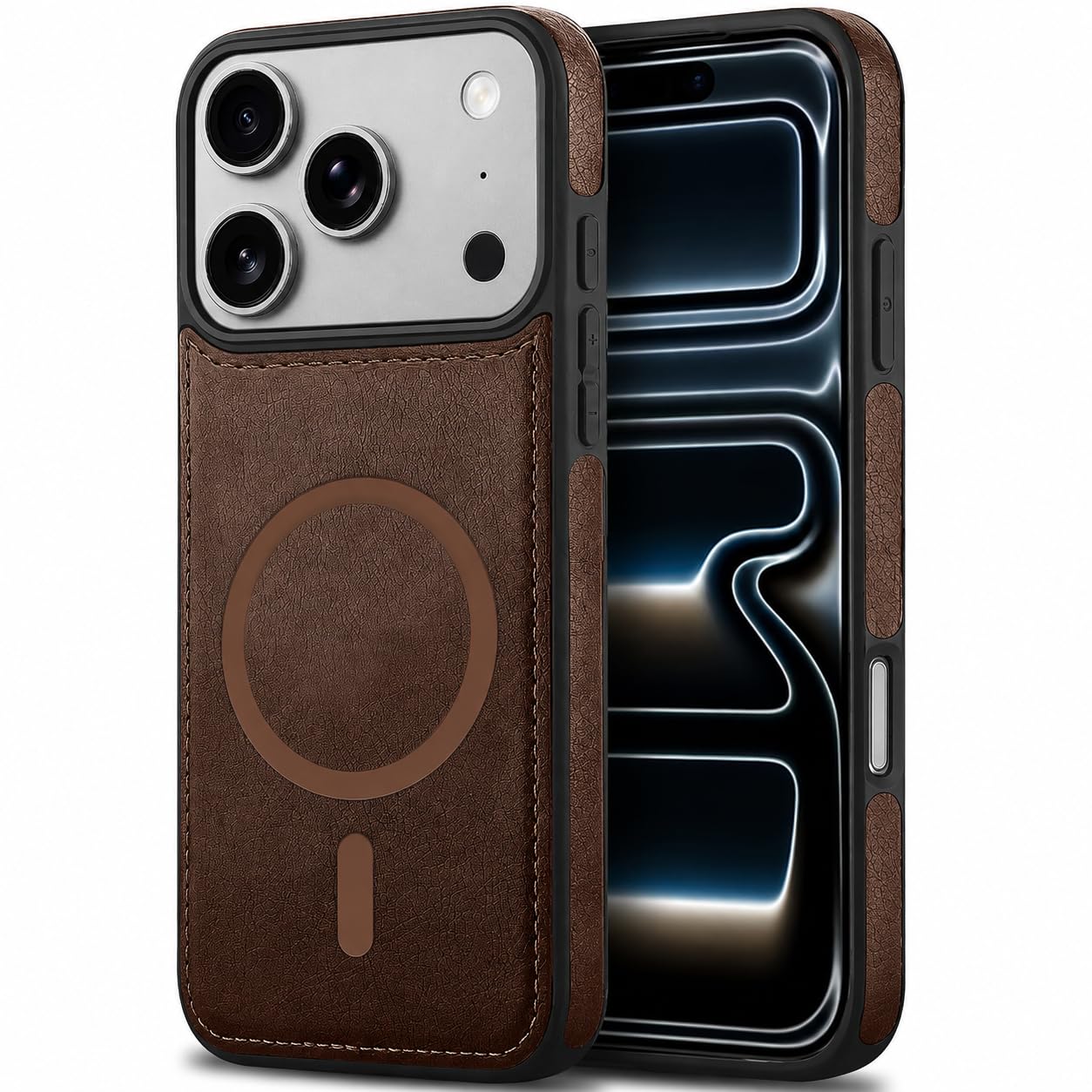 TheGiftKart Genuine Leather Finish Back Cover Case for iPhone 17 | Shockproof Design | Raised Edges for Camera & Screen Protection | Stunning Minimalist Design Back Case Cover (Chrome Sides, Brown) — Amazon image 18