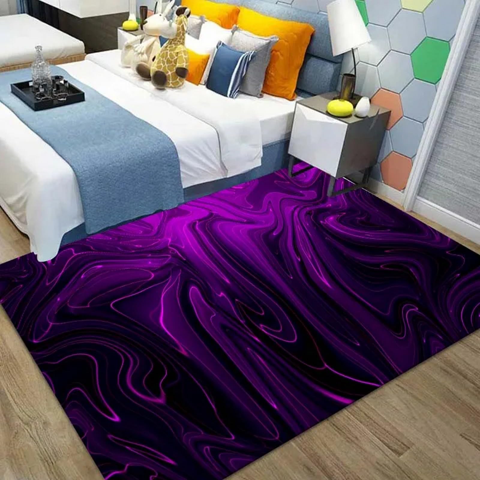 Tapis de salon marbre abstrait 90x150 cm en polyester doux