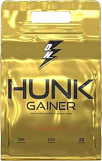 Divine Nutrition Hunk Gainer – 1 KG (Kesar Badam) | High-Calorie Mass Gainer for Muscle Growth & Weight Gain | Protein + Carb Blend | Tasty Kesar Badam Flavor | Gym Supplement for Men & Women