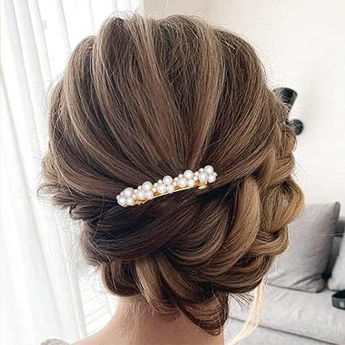 Miniatura 7 de Pasadores de pelo vintage con perlas, pinzas de cristal brillantes para el cabello de boda, diseño francés, para novia, diamantes de imitación,